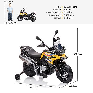 12V 7AH Kids Motorcycle, Licensed BMW Ride On Motorcycle