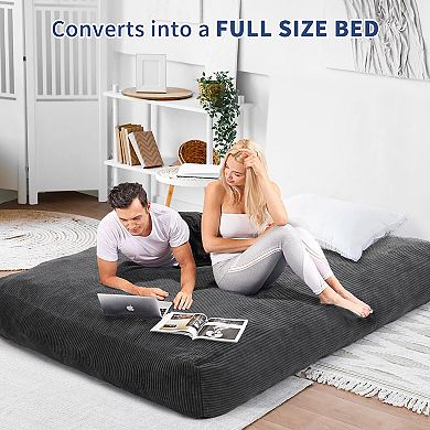 Garvee Convertible Bean Bag Sofa Mattress Dual-Use Fold Out Bed with Removable Washable Cover