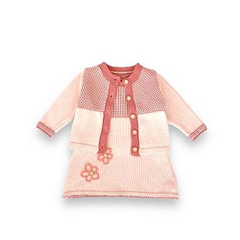 Baby Girls Floral Knit Dress and Cardigan Set
