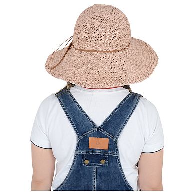 Woven Floppy Sun Hat with Rounded Crown and Decorative Bow Detail
