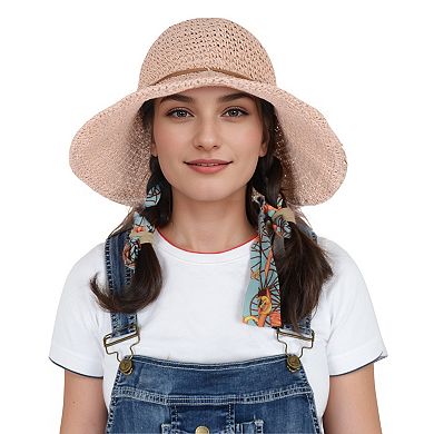 Woven Floppy Sun Hat with Rounded Crown and Decorative Bow Detail