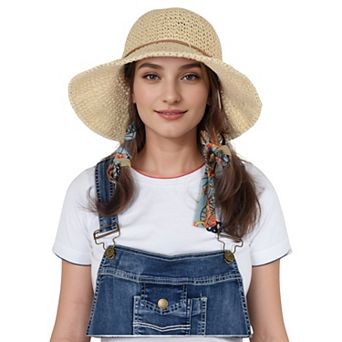 Woven Floppy Sun Hat with Rounded Crown and Decorative Bow Detail