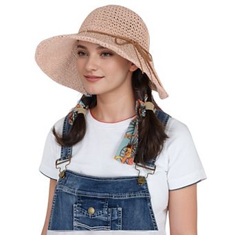 Woven Floppy Sun Hat with Rounded Crown and Decorative Bow Detail
