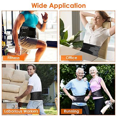 Breathable Back Support Brace Adjustable Lumbar Belt with Springs & Stays for Pain Relief