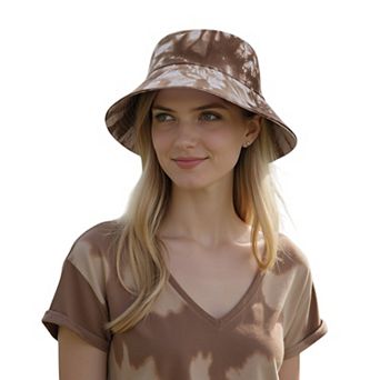 Summer Fisherman Hat Outdoor Travel Tie Dye Bucket Hat with Wide Brim Casual Sun Protection