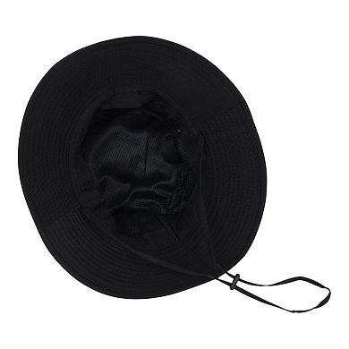Wide Brim Bucket Hat with Colorful Ribbon Trim Breathable Mesh Lining and Adjustable Chin Strap