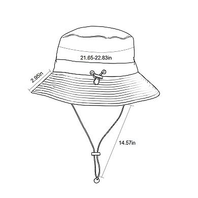 Wide Brim Bucket Hat with Colorful Ribbon Trim Breathable Mesh Lining and Adjustable Chin Strap