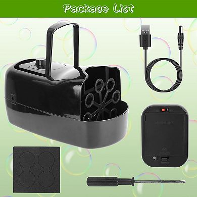 Automatic Bubble Machine, Portable Bubble Blower with Handle, 2 Speeds, Battery or Plug-In
