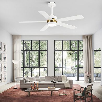 52-Inch Ceiling Fan with Light, 5 Plywood Blades, DC Motor, Includes 5-Inch & 10-Inch Downrods