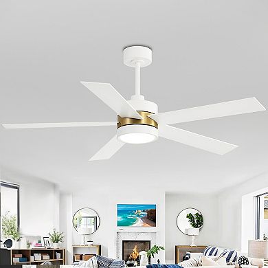 52-Inch Ceiling Fan with Light, 5 Plywood Blades, DC Motor, Includes 5-Inch & 10-Inch Downrods