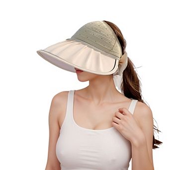 Extra Wide Brim Sun Visor Hat for Women UV Protection Bow Detail Breathable Summer Beach Hat