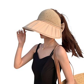 Extra Wide Brim Sun Visor Hat for Women UV Protection Bow Detail Breathable Summer Beach Hat