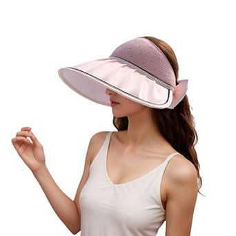 Extra Wide Brim Sun Visor Hat for Women UV Protection Bow Detail Breathable Summer Beach Hat