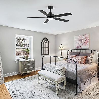 48-Inch Ceiling Fan with LED Light, Reversible 5 Blades, DC, Includes 5 & 10-Inch Downrods, Remote