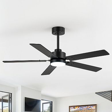 48-Inch Ceiling Fan with LED Light, Reversible 5 Blades, DC, Includes 5 & 10-Inch Downrods, Remote