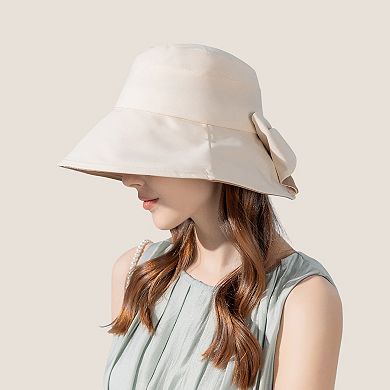Wide Brim Bucket Hat Back Bow Detail for Sun Protection and Stylish Summer Looks