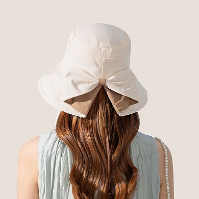 Wide Brim Bucket Hat Back Bow Detail for Sun Protection and Stylish Summer Looks