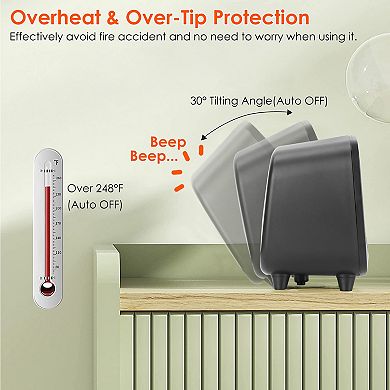 Mini Electric Space Heater Portable Ceramic Heater Fan with Overheat & Tip-Over Protection