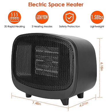 Mini Electric Space Heater Portable Ceramic Heater Fan with Overheat & Tip-Over Protection