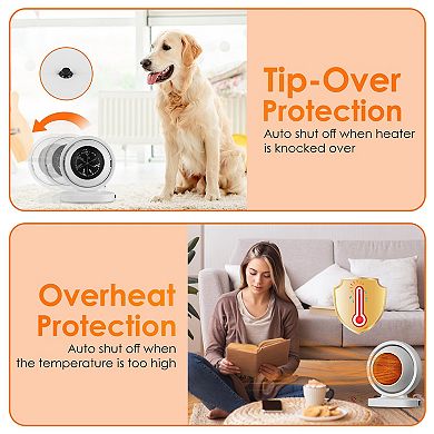 380W Portable Space Heater with 30° Tilt, Fast Heating, Overheat & Tip-Over Protection