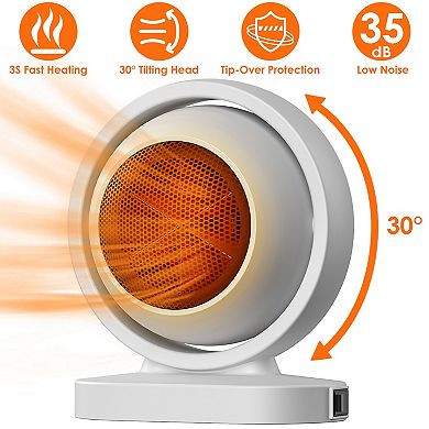 380W Portable Space Heater with 30° Tilt, Fast Heating, Overheat & Tip-Over Protection