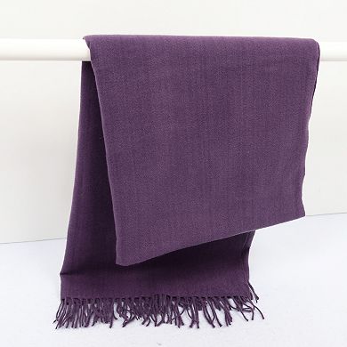 Women's Winter Cashmere-Like Feel Scarf Solid Color Classic Fringe Shawls Wrap Scarves