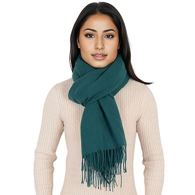 Women's Winter Cashmere-Like Feel Scarf Solid Color Classic Fringe Shawls Wrap Scarves