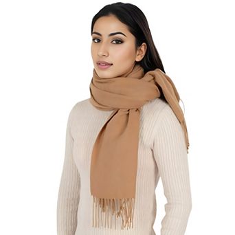 Women's Winter Cashmere-Like Feel Scarf Solid Color Classic Fringe Shawls Wrap Scarves