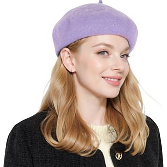 Women'sClassic Wool Beret Hat with Adjustable Inner Band and Timeless Parisian Style