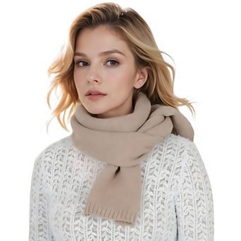 Solid Color Knitted Scarf Winter Neck Warm Wrap Stylish Cold Weather Accessory for Women