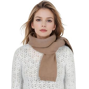Solid Color Knitted Scarf Winter Neck Warm Wrap Stylish Cold Weather Accessory for Women