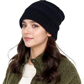 Women's Satin-Lined Knit Beanie for Hair Protection and Moisture Retention in a Cozy Slouch Design
