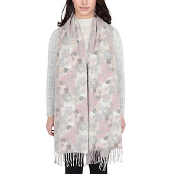 Women's Winter Cashmere-Like Feel Scarf Floral Printed Classic Fringe Shawls Wrap Scarves