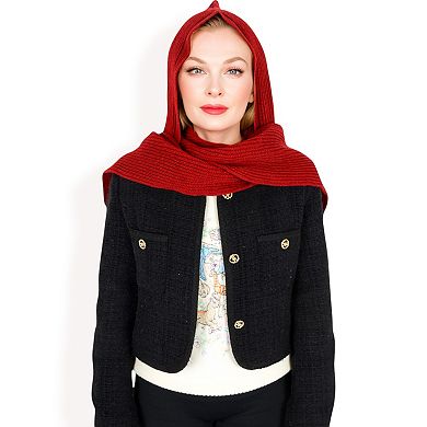 Women's Knitted Hooded Scarf with Versatile Design and Warm Ribbed Texture for Stylish Comfort