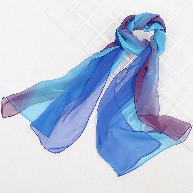 Women's Gradient Chiffon Scarves with Flowing Ruffled Edges in Vibrant Multi-Color Designs