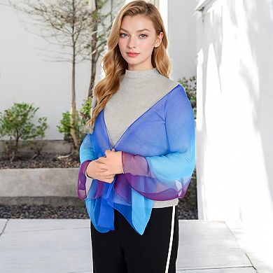Women's Gradient Chiffon Scarves with Flowing Ruffled Edges in Vibrant Multi-Color Designs