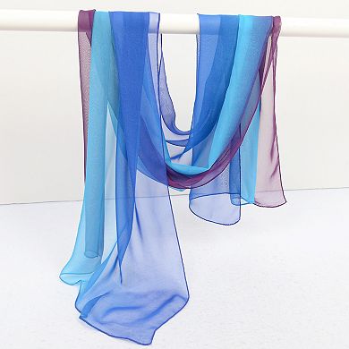 Women's Gradient Chiffon Scarves with Flowing Ruffled Edges in Vibrant Multi-Color Designs
