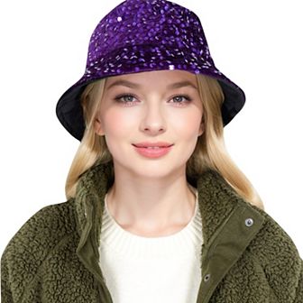 Women's Sequin Bucket Hat with Sparkling Design and Reversible Feature