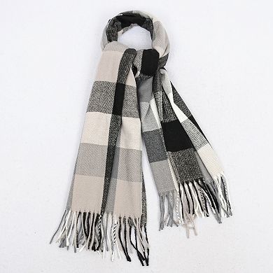 Women's Classic Plaid Fringe Scarf Soft Cashmere-Like Feel Winter Checked Wrap Shawls