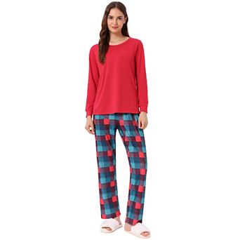 Women's Sleepwear Long Sleeve Tops and Plaid Pants Family Pajamas Set