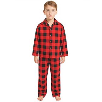 Children's Sleepwear Long Sleeve Button Down Plaid Family Pajamas Set