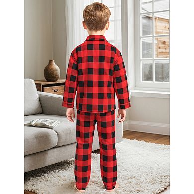Children's Sleepwear Long Sleeve Button Down Plaid Family Pajamas Set