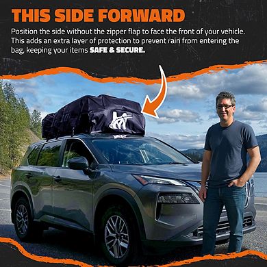 Mockins Navy Blue 30 Cu Ft. Waterproof Rooftop Bag (60"x43"x20") with PVC Mat, Straps, Hooks & More