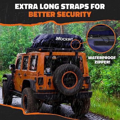 Mockins Navy Blue 30 Cu Ft. Waterproof Rooftop Bag (60"x43"x20") with PVC Mat, Straps, Hooks & More