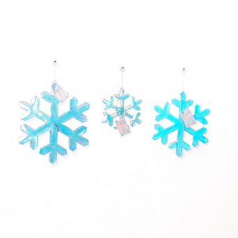 LuxenHome 3 pc Snowflake Holiday Decoration Set with Battery-Operated Lights