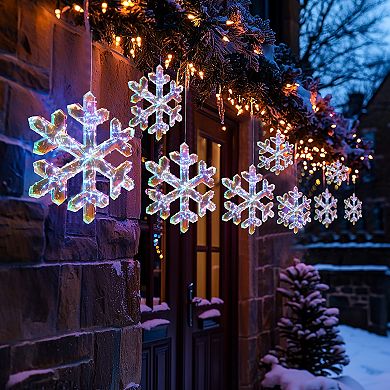 LuxenHome 3-Piece Snowflake Holiday Decoration Set with Battery-Operated Lights