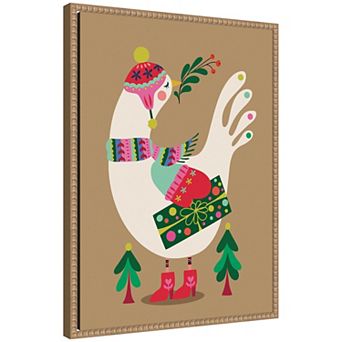 Sylvie Festive Dove Framed Canvas by Rachel Lee