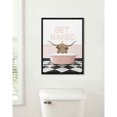 Sylvie Highland Cow Randal Neon Sign Bath Framed Canvas by Amy Peterson