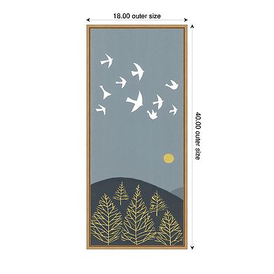 Sylvie Hilltop Flight Linocut Bird Framed Canvas by Giuliana Lazzerini