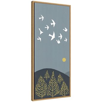 Sylvie Hilltop Flight Linocut Bird Framed Canvas by Giuliana Lazzerini